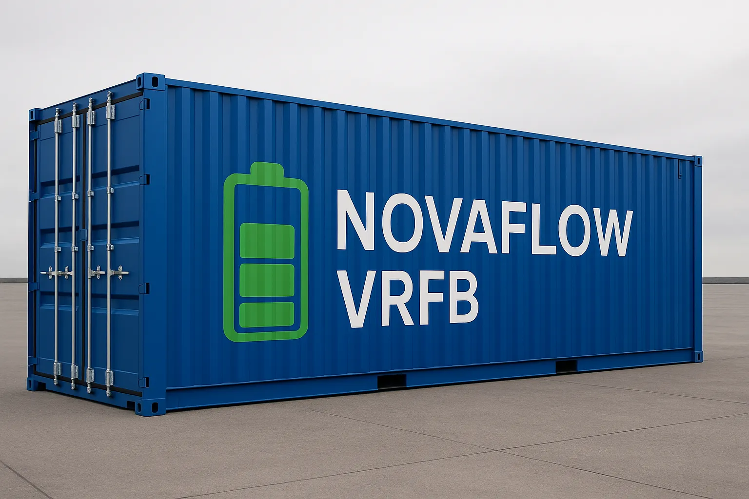 Conceptual rendering of a NovaFlow containerised VRFB system